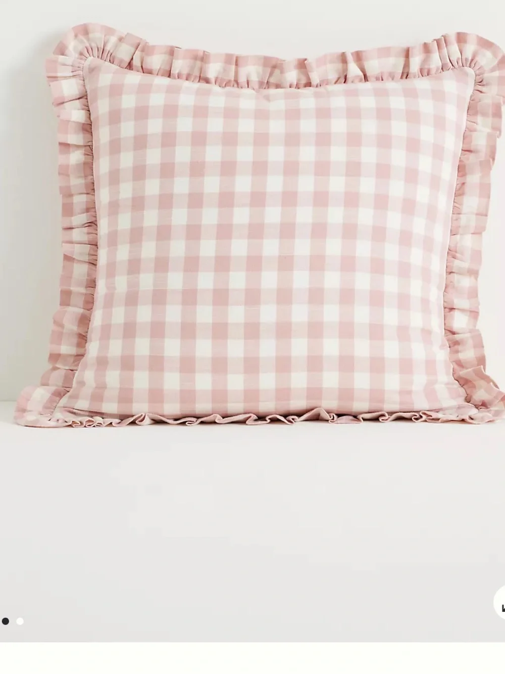 Anthropologie Ana Cotton Gingham Printed Ruffle Pillow case